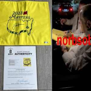 JACK NICKLAUS SIGNED 2023 MASTERS PIN FLAG w/EXACT VIDEO PROOF & BECKETT BAS COA