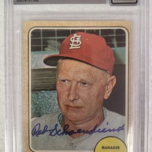 1968 TOPPS RED SCHOENDIENST STL CARDINALS SIGNED #294 CARD BECKETT 10 AUTO