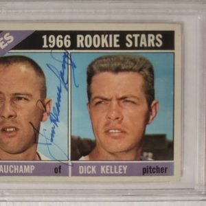 1966 TOPPS BRAVES ROOKIES JIM BEAUCHAMP SIGNED AUTO #84 CARD PSA