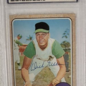 1968 TOPPS DICK GREEN OAKLAND ATHLETICS A'S SIGNED AUTOGRAPHED #303 CARD PSA
