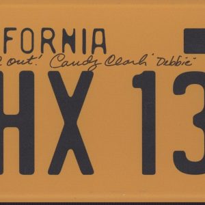 CANDY CLARK AMERICAN GRAFFITI SIGNED AUTOGRAPH LICENSE PLATE ACOA DEBBIE