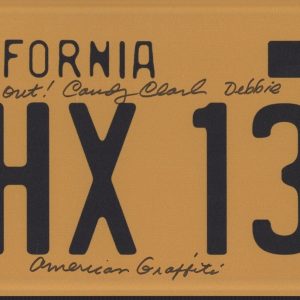 CANDY CLARK AMERICAN GRAFFITI SIGNED AUTOGRAPH LICENSE PLATE ACOA DEBBIE