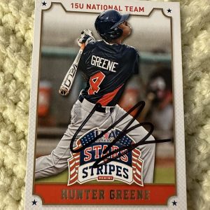 Baseball Trading Card Cincinnati Reds Team Issued Hunter Greene Signed