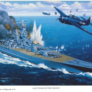 WILLIAM WEBB PATTERSON SIGNED LAST VOYAGE OF THE YAMATO STAN STOKES PRINT WWII