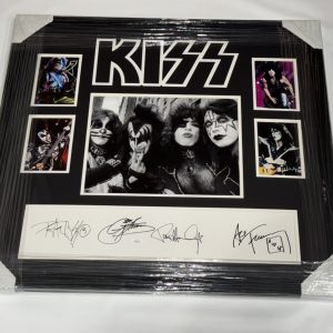 KISS SIGNED FRAMED POSTER DISPLAY GENE SIMMONS PAUL STANLEY ACE CRISS 4X JSA LOA