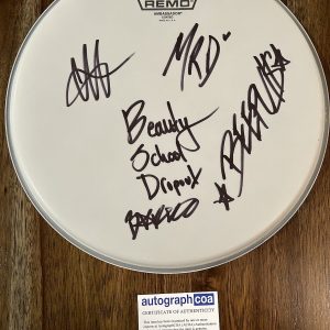 ‘Beauty School Dropout’ Rock Band Signed Group Drumhead Colie Hutzler ACOA BSD