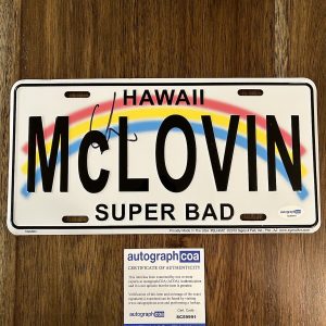 Christopher Mintz-Plasse Signed Mclovin License Plate ACOA PROOF ID Superbad