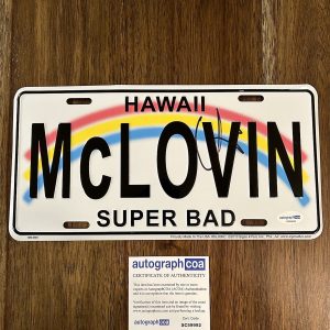 Christopher Mintz-Plasse Signed Mclovin License Plate ACOA PROOF ID Superbad