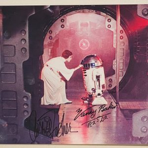 Carrie Fisher & Kenny Baker Signed Autographed 8x10 Photo JSA Letter Star Wars