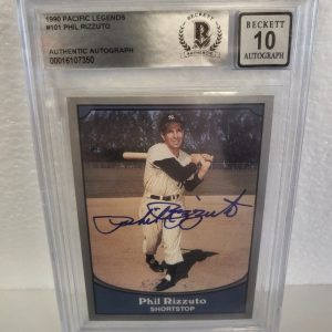 1990 PACIFIC LEGENDS PHIL RIZZUTO NEW YORK YANKEES #101 SIGNED BECKETT 10 AUTO