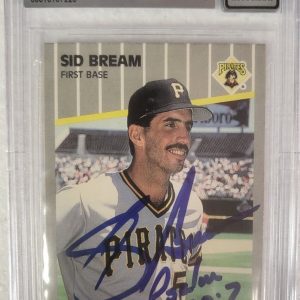 1989 FLEER SID BREAM PITTSBURGH PIRATES SIGNED AUTO #204 CARD BECKETT 10 AUTO