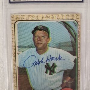1968 TOPPS RALPH HOUK NEW YORK YANKEES SIGNED AUTOGRAPHED #47 CARD PSA