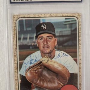 1968 TOPPS JAKE GIBBS NEW YORK YANKEES SIGNED AUTOGRAPHED #89 CARD PSA