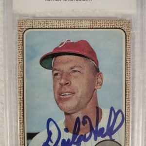 1968 TOPPS DICK HALL PHILADELPHIA PHILLIES SIGNED AUTOGRAPHED AUTO #17 CARD JSA
