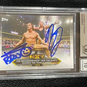 Matt Riddle & Pete Dunne Signed 2020 Topps WWE Card BAS Certified Auto Grade 10