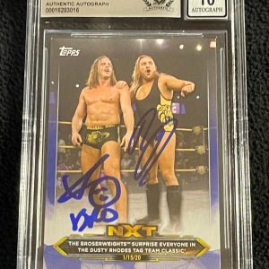 Matt Riddle & Pete Dunne Signed 2020 Topps WWE Blue Card BAS Certified Auto 10