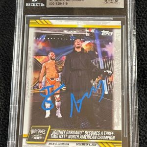 Austin Theory & Johnny Gargano Signed 2021 Topps WWE Card #93 BAS Certified