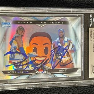 Kofi Kingston & Big E New Day Signed 2020 Topps Finest WWE Card BAS Certified