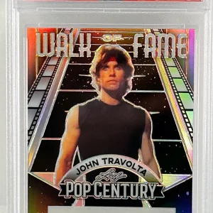 JOHN TRAVOLTA 2023 Signed Metal Leaf Pop Century Auto Card 6/12 Graded 9 Slabbed