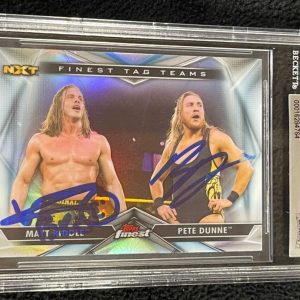 Matt Riddle & Pete Dunne Signed 2020 Topps Finest WWE NXT Card BAS Certified