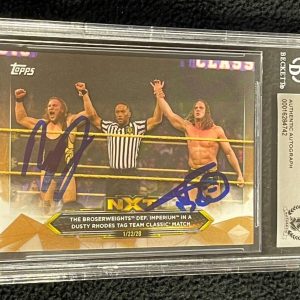 Matt Riddle & Pete Dunne Signed 2020 WWE NXT Bronze Card #92 BAS Certified