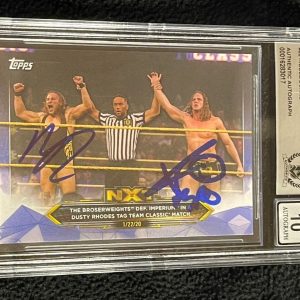 Matt Riddle & Pete Dunne Signed 2020 Topps WWE Blue Card BAS Certified Auto 10
