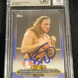Matt Riddle Signed 2020 WWE Blue Card #32 BAS Certified Auto Grade 10