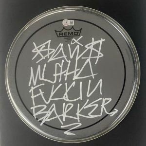 Travis Mutha F*uckin Barker Blink-182 Signed Autograph 12" Drumhead Beckett COA