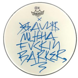 Travis Mutha F*uckin Barker Blink-182 Signed Autograph 14" Drumhead w/ Beckett