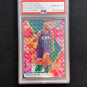 2019-20 Panini Mosaic #102 Nicolas Batum Signed Card AUTO 10 PSA Slabbed Hornets
