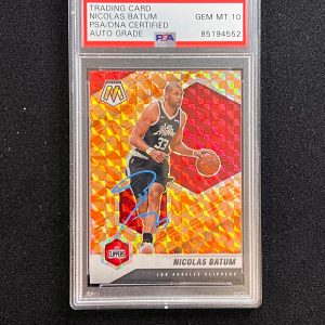 2020-21 Panini Mosaic #82 Nicolas Batum Signed Card AUTO PSA Slabbed Clippers