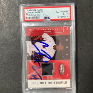 2002-03 Fleer Hoops Hot Materials #HM-CB Caron Butler Signed Card AUTO PSA Slabb