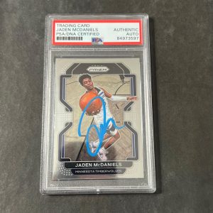2021-22 Panini Prizm #12 Jaden McDaniels Signed Card AUTO PSA/DNA Slabbed Timber
