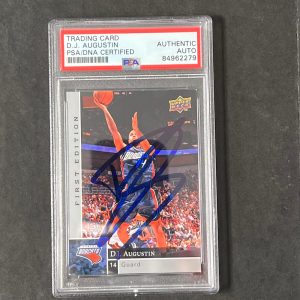 2009-10 Upper Deck Basketball #13 D.J. Augustin Signed Card AUTO PSA Slabbed Bob