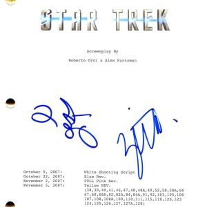 Zoe Saldana & Zachary Quinto Signed Autograph Star Trek Movie Script Screenplay