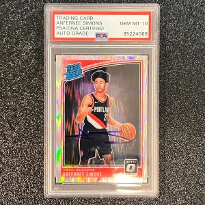 2018-19 Donruss Optic #186 Anfernee Simons Signed Card AUTO Graded 10 PSA Slabbe