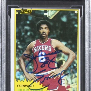 76ers Julius "Dr. J." Erving Signed 1981 Topps #30 Card Auto 10! BAS Slab 2