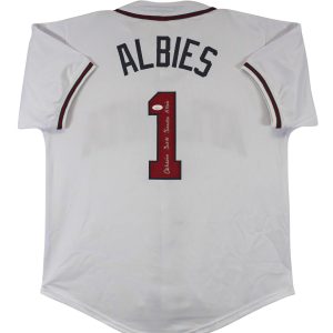 Ozzie Albies Authentic Full Name Signed White Pro Style Jersey Autographed JSA