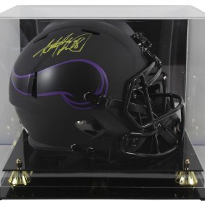 Vikings Adrian Peterson Signed Eclipse Full Size Speed Rep Helmet W/ Case BAS Wt