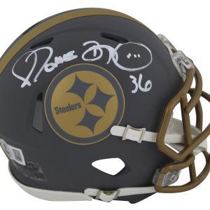 Steelers Jerome Bettis Authentic Signed Slate Speed Mini Helmet BAS Witnessed