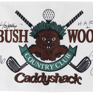Chevy Chase Caddyshack "2x Insc" Signed Bushwood Country Club Flag BAS #1W311287