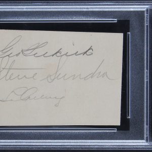 Yankees Lou Gehrig +2 Signed 2x3 Cut Signature Autos Graded Mint 9! PSA Slabbed