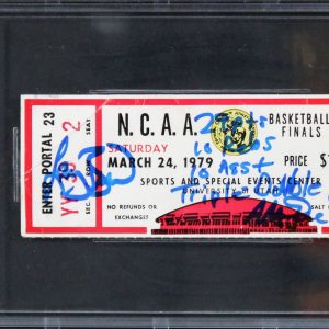 Magic Johnson & Larry Bird Signed 1979 NCAA Finals Ticket VG 3 Auto 10 BAS Slab