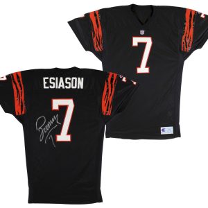 Bengals Boomer Esiason Signed Game Issued Black Champion Jersey BAS #X71283