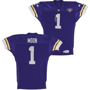 Vikings Warren Moon Signed Game Worn Purple Starter Proline Jersey BAS & SIA LOA
