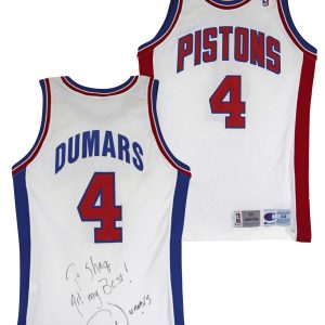 Pistons Joe Dumars Signed 1993-94 Game Issued / Worn White Jersey BAS #AA03173