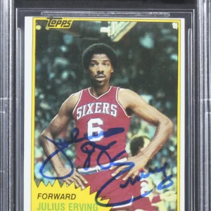 76ers Julius "Dr. J." Erving Signed 1981 Topps #30 Card Auto 10! BAS Slab 1
