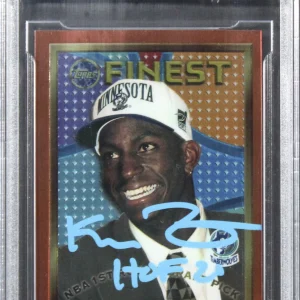 Timberwolves Kevin Garnett "HOF 20" Signed 1995 Finest #115 RC Auto 10! BAS Slab