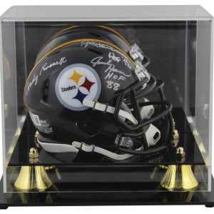 Steelers LBs (3) Ham, Lambert & Russell Signed Speed Mini Helmet w/ Case BAS W 2