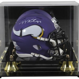 Vikings T.J. Hockenson Authentic Signed Speed Mini Helmet W/ Case BAS Witnessed